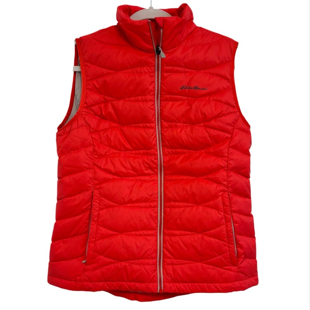 Eddie Bauer Down Puffer Vest Womens Medium Red Gorpcore Dopamine Outdoors Nature